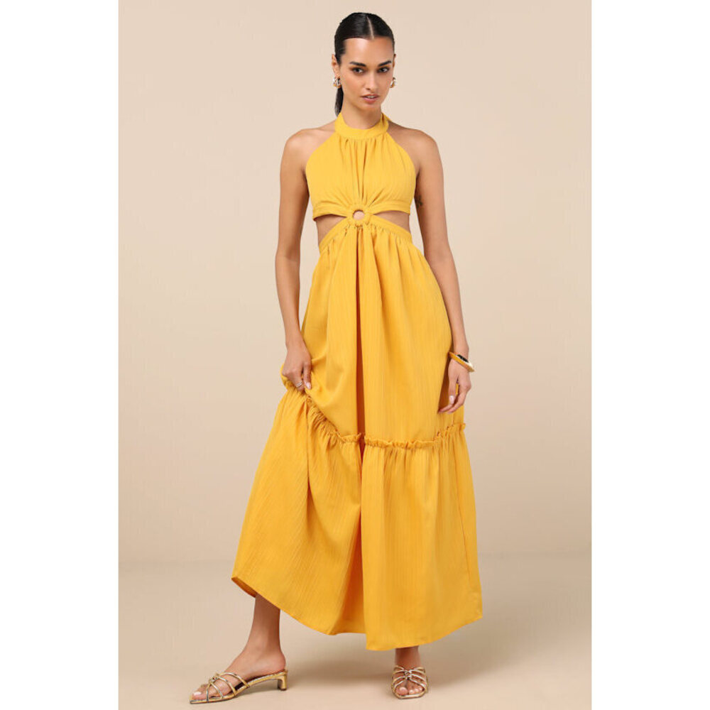 NWT Yellow Tie-back Maxi Dress - Size XS